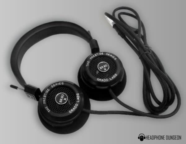Grado SR80x open-back headphones in black and brown finish